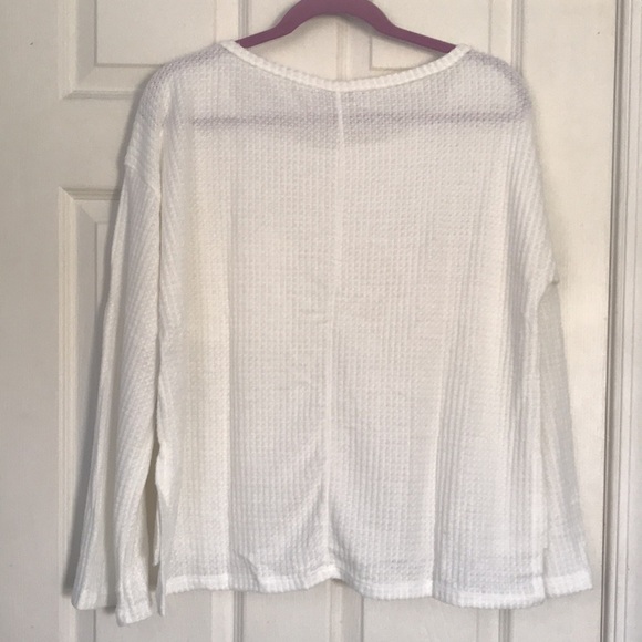 NWT Tresics ivory long sleeve waffle knit top - Picture 6 of 9